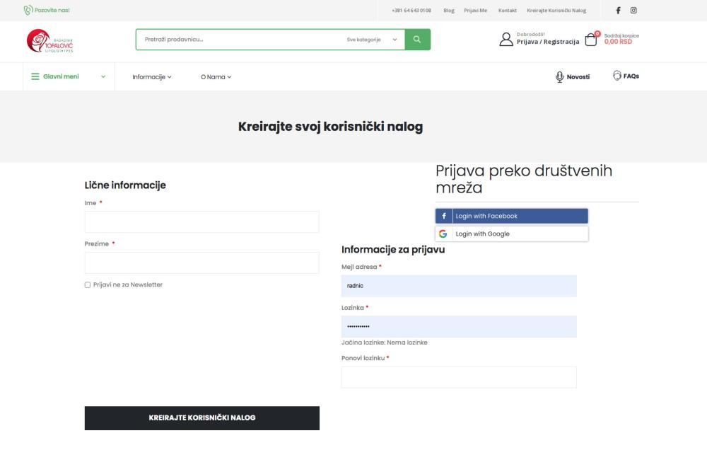 Kreiranje korisnickog racuna